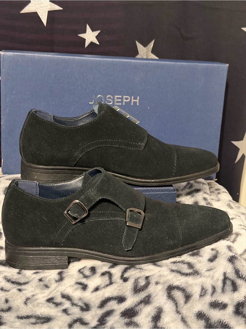 Joseph Black Suede Double Monk Strap Oxfords